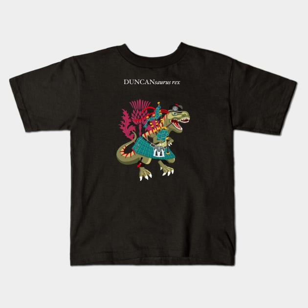 Clanosaurus Rex DUNCANsaurus rex Plaid DUNCAN Scotland Ireland Family Tartan Kids T-Shirt by BullShirtCo